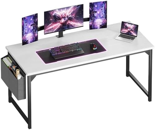 OLIXIS Computer Desk 40 Inch Home Office Desks for Small Spaces  Gaming Writing Study Work Table with Storage Bag and Headphone Hook for Bedroom  Rustic Brown