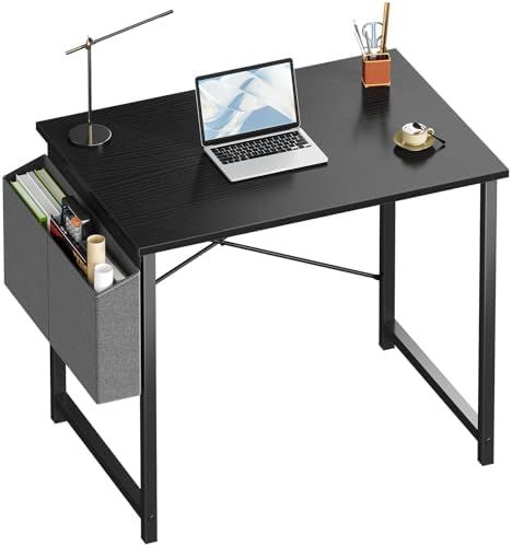 OLIXIS Computer Desk 40 Inch Home Office Desks for Small Spaces  Gaming Writing Study Work Table with Storage Bag and Headphone Hook for Bedroom  Rustic Brown