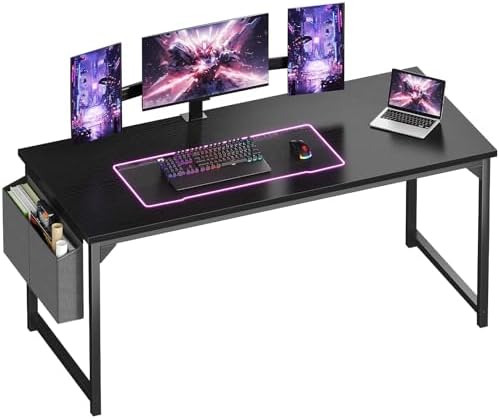 OLIXIS Computer Desk 40 Inch Home Office Desks for Small Spaces  Gaming Writing Study Work Table with Storage Bag and Headphone Hook for Bedroom  Rustic Brown