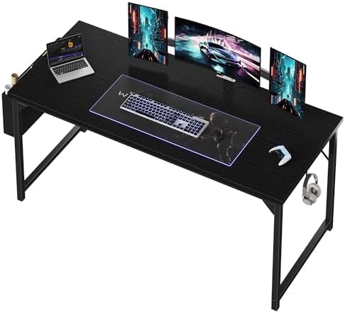OLIXIS Computer Desk 40 Inch Home Office Desks for Small Spaces  Gaming Writing Study Work Table with Storage Bag and Headphone Hook for Bedroom  Rustic Brown