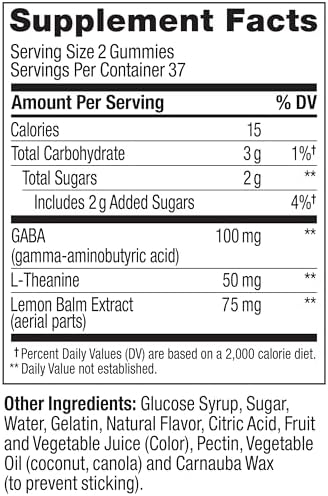 OLLY Goodbye Stress Gummy  GABA  L Theanine  Lemon Balm  Stress Relief Supplement  Berry   74 Count