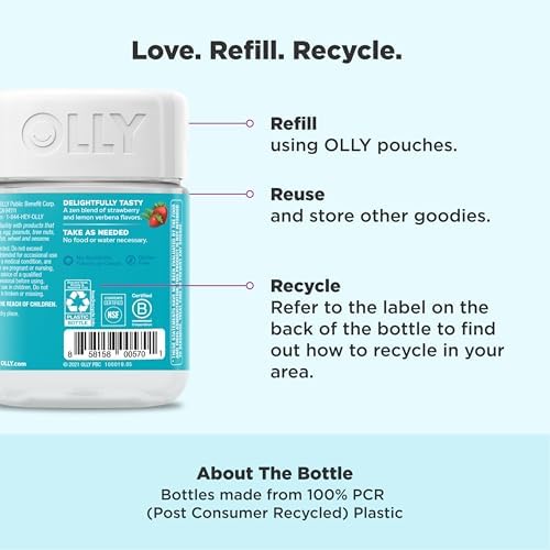 OLLY Goodbye Stress Gummy  GABA  L Theanine  Lemon Balm  Stress Relief Supplement  Berry   74 Count