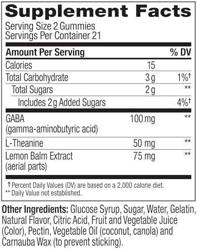 OLLY Goodbye Stress Gummy  GABA  L Theanine  Lemon Balm  Stress Relief Supplement  Berry   74 Count