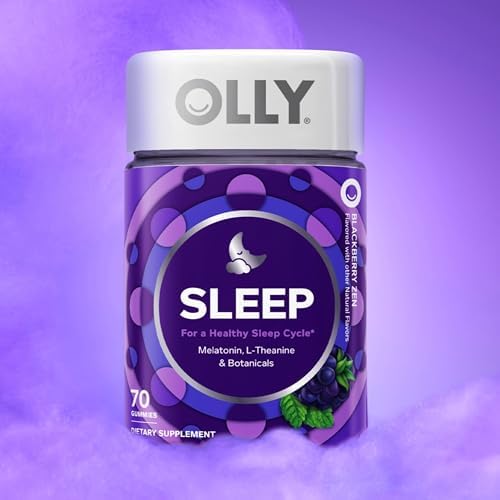 OLLY Max Strength Sleep Gummy  10mg Melatonin  L Theanine  Chamomile  Lemon Balm  Sugar Free  Vegetarian Sleep Aid  Strawberry   70 Count
