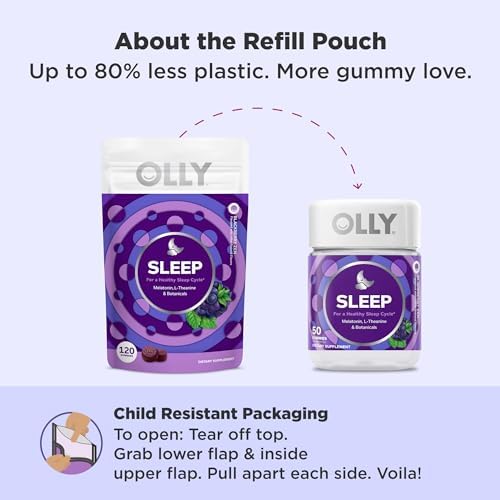 OLLY Sleep Gummy  3 mg Melatonin  L Theanine  Chamomile  and Lemon Balm Extracts  BlackBerry Flavor  60 Day Supply   120 Count