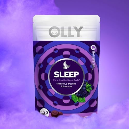 OLLY Sleep Gummy  3 mg Melatonin  L Theanine  Chamomile  and Lemon Balm Extracts  BlackBerry Flavor  60 Day Supply   120 Count