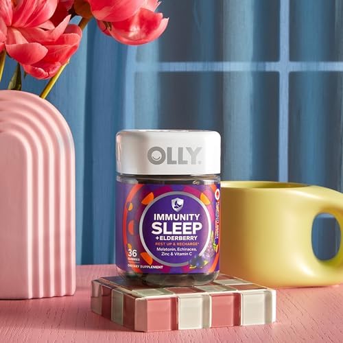 OLLY Sleep Immunity Melatonin Gummy  Vitamin C  Zinc  Echinacea  3mg Melatonin  Immune and Sleep Support  Berry   36