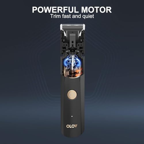OLOV Electric Body Hair Trimmer   Groin Trimmer for Men   Bikini Trimmer Women   Wet/Dry Shaver Groomer  Replaceable Ceramic Blade Heads  USB Recharge Dock  Waterproof Hygiene Razor Black