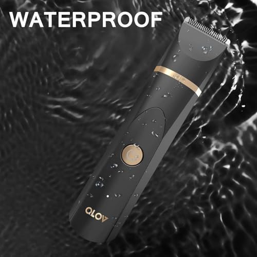 OLOV Electric Body Hair Trimmer   Groin Trimmer for Men   Bikini Trimmer Women   Wet/Dry Shaver Groomer  Replaceable Ceramic Blade Heads  USB Recharge Dock  Waterproof Hygiene Razor Black