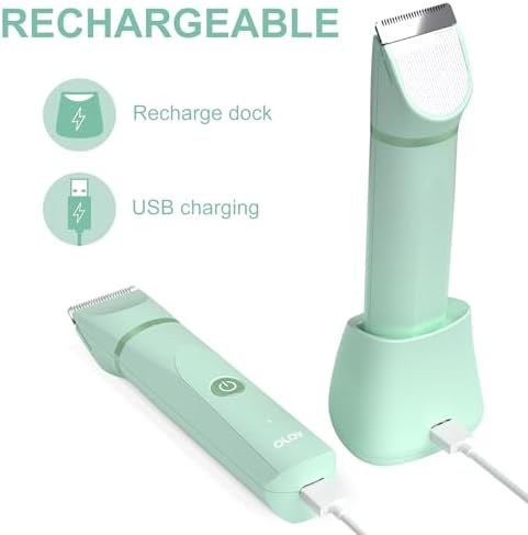 OLOV Electric Body Hair Trimmer   Groin Trimmer for Men   Bikini Trimmer Women   Wet/Dry Shaver Groomer  Replaceable Ceramic Blade Heads  USB Recharge Dock  Waterproof Hygiene Razor Black