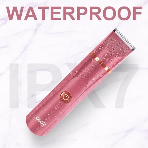 OLOV Electric Body Hair Trimmer   Groin Trimmer for Men   Bikini Trimmer Women   Wet/Dry Shaver Groomer  Replaceable Ceramic Blade Heads  USB Recharge Dock  Waterproof Hygiene Razor Black