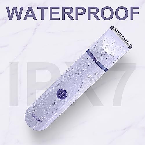 OLOV Electric Body Hair Trimmer   Groin Trimmer for Men   Bikini Trimmer Women   Wet/Dry Shaver Groomer  Replaceable Ceramic Blade Heads  USB Recharge Dock  Waterproof Hygiene Razor Black