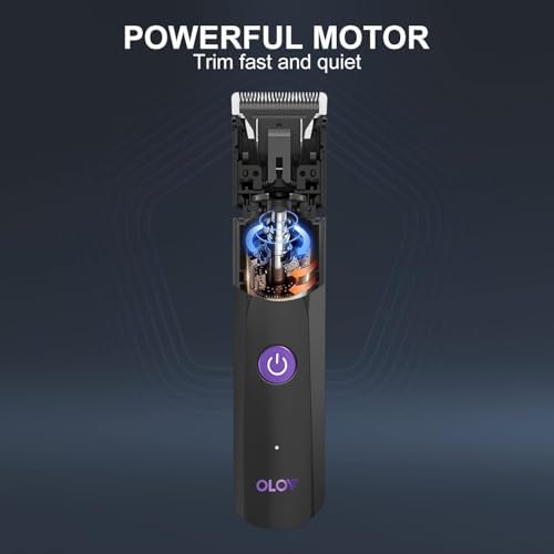 OLOV Electric Body Hair Trimmer   Groin Trimmer for Men   Bikini Trimmer Women   Wet/Dry Shaver Groomer  Replaceable Ceramic Blade Heads  USB Recharge Dock  Waterproof Hygiene Razor Black