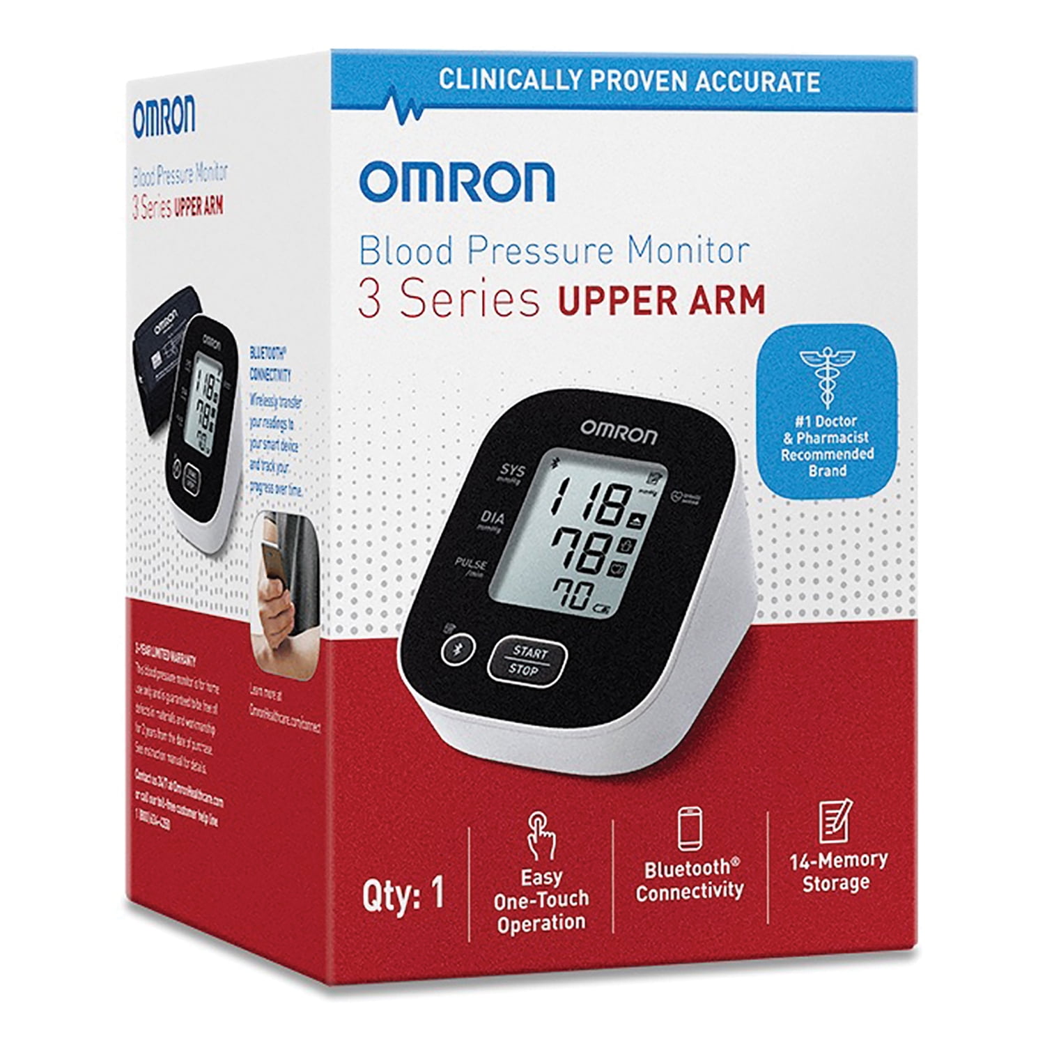 OMRON 3 Series Wireless Upper Arm Blood Pressure Monitor with Arm Cuff