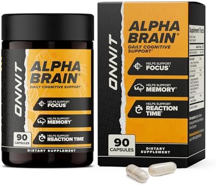ONNIT Alpha Brain Nootropic Brain Supplement for Focus  Memory  Mental Clarity  Cognitive Support with L Theanine and Vitamin B6  90 Count Capsules