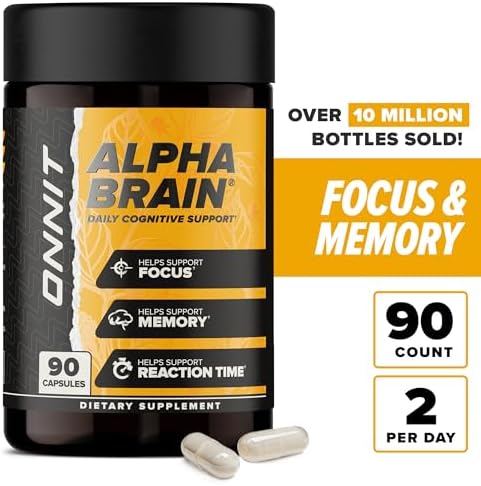 ONNIT Alpha Brain Nootropic Brain Supplement for Focus  Memory  Mental Clarity  Cognitive Support with L Theanine and Vitamin B6  90 Count Capsules