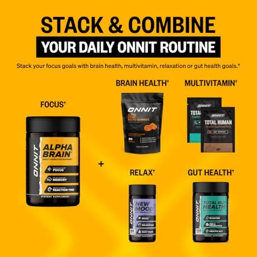ONNIT Alpha Brain Nootropic Brain Supplement for Focus  Memory  Mental Clarity  Cognitive Support with L Theanine and Vitamin B6  90 Count Capsules