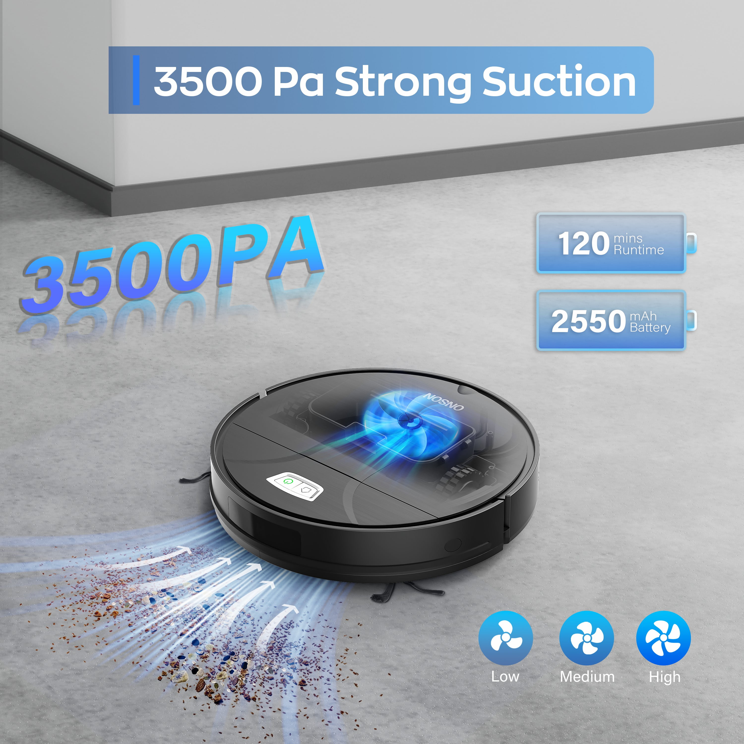 ONSON Robot Vacuum Cleaner  3500Pa Vacuum Cleaner with Schedule  App//Wi Fi/Alexa  Slim  Ideal for Hard Floor  Pet Hair