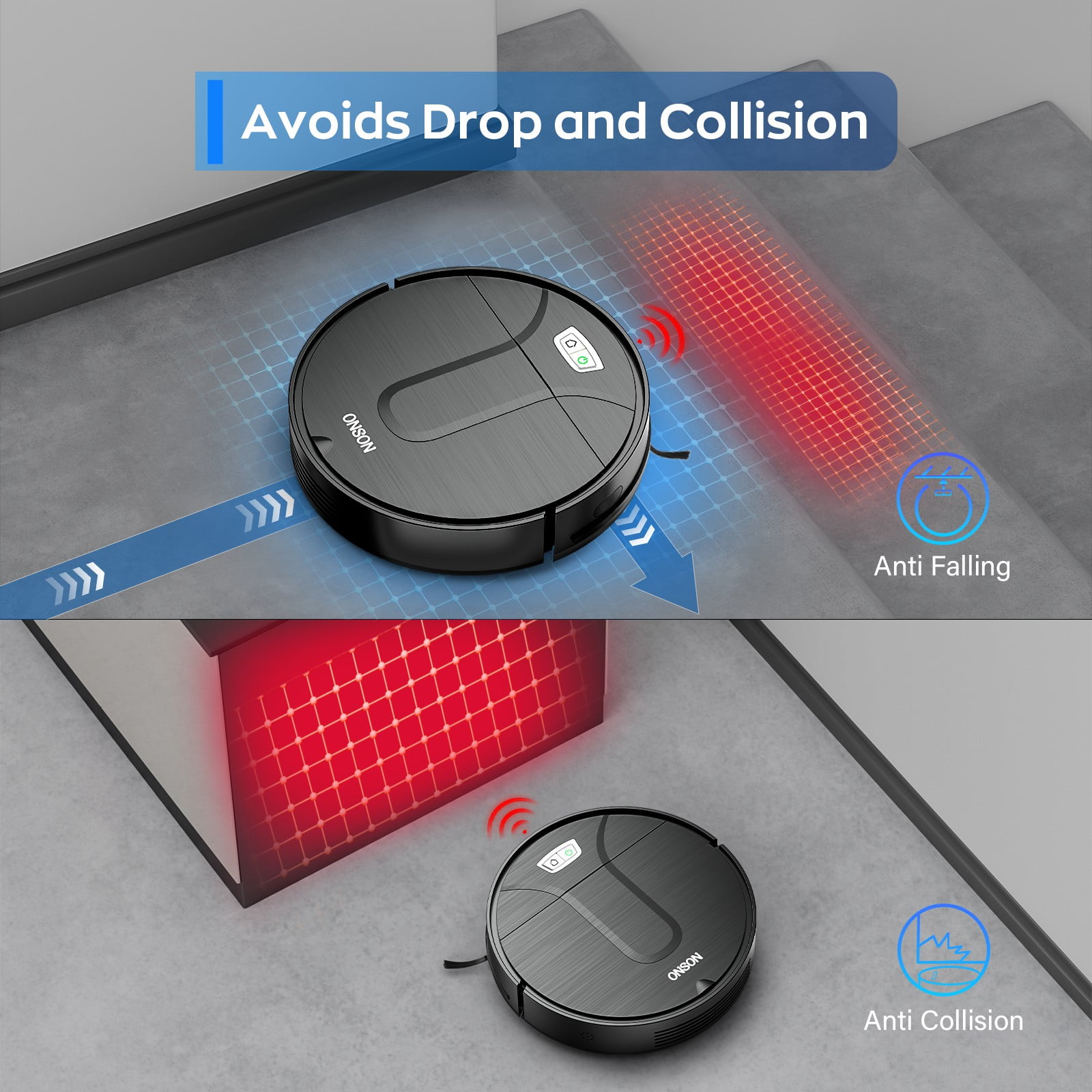 ONSON Robot Vacuum Cleaner  3500Pa Vacuum Cleaner with Schedule  App//Wi Fi/Alexa  Slim  Ideal for Hard Floor  Pet Hair
