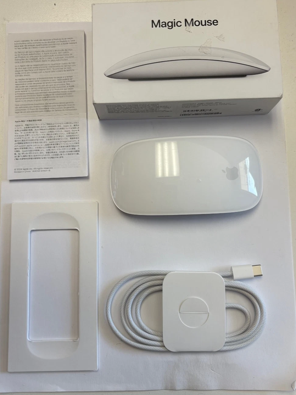 OPEN BOX   Apple Magic Mouse USB C Multi Touch White MXK53AM/A A3204