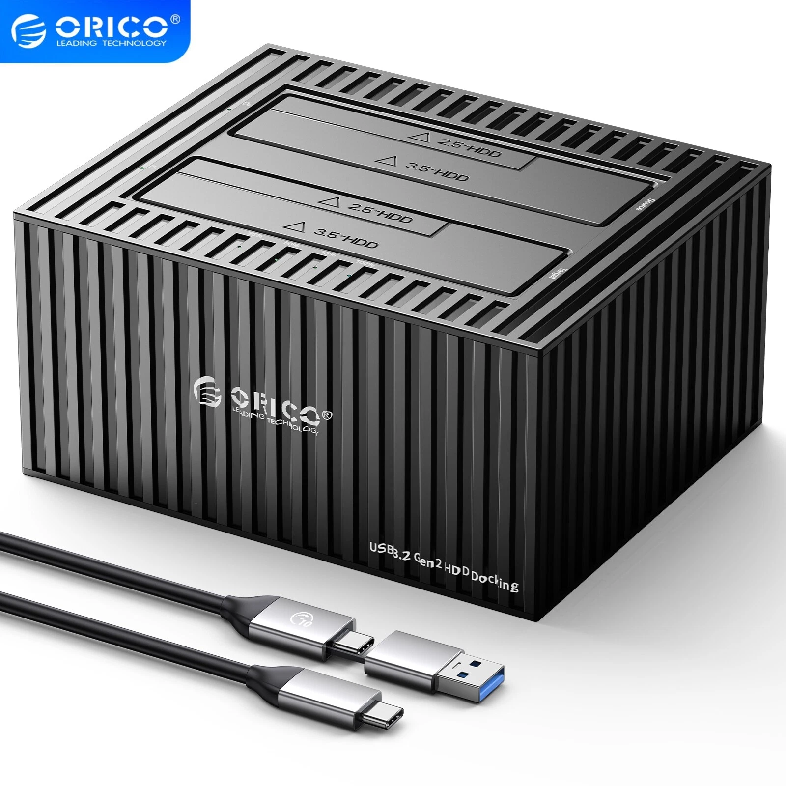 ORICO 2 Bay Hard Drive Docking Station USB C 3 1 SATA for 3 5/2 5 \ \ HDD/SSD US