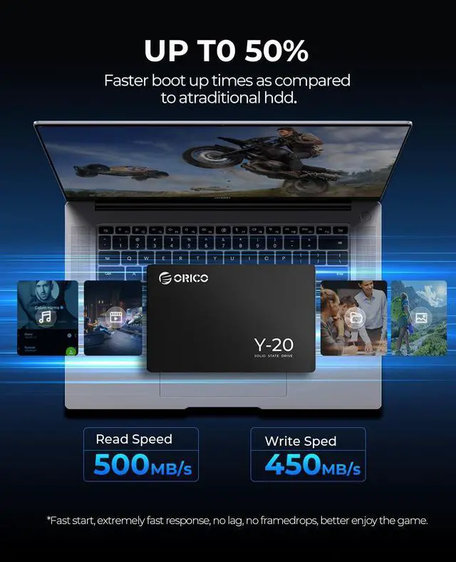 ORICO 512GB SATA SSD 2 5 Inch Internal Solid State Drive  Read Speed up to 500MB/s  SATA III 6Gbps for Desktop Laptop NAS DIY External Drive   Y20