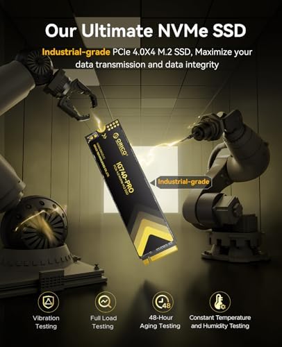 ORICO Industrial SSD 1TB M 2 NVMe SSD  PCIe 4 0 Drive with 7100MB/s Read Speed  TLC NAND  Advanced Data Security and Innovative Heatsink  for Industrial PC  Personal Laptop and PS5   IG740PRO