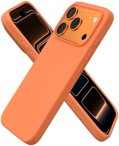ORNARTO Compatible with iPhone 17 Pro Case 6 3  Slim Liquid Silicone 4 Layers Full Covered Soft Gel Rubber Shockproof Cover  Protective Phone Case for iPhone 17 Pro Orange Amour