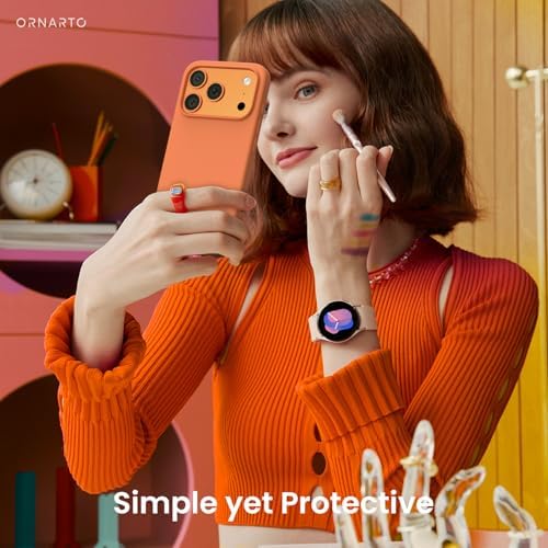 ORNARTO Compatible with iPhone 17 Pro Case 6 3  Slim Liquid Silicone 4 Layers Full Covered Soft Gel Rubber Shockproof Cover  Protective Phone Case for iPhone 17 Pro Orange Amour