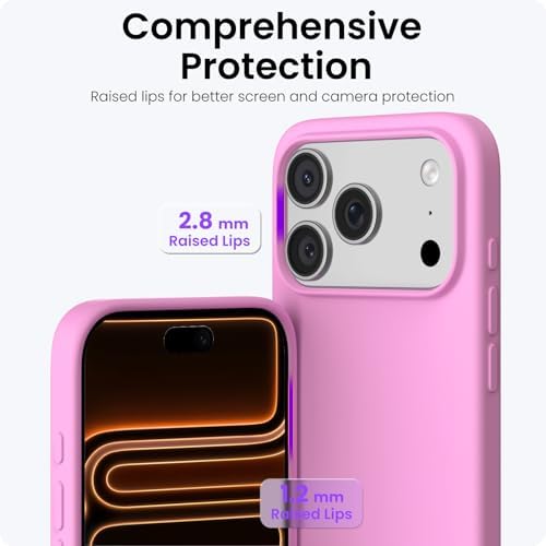 ORNARTO Compatible with iPhone 17 Pro Case 6 3  Slim Liquid Silicone 4 Layers Full Covered Soft Gel Rubber Shockproof Cover  Protective Phone Case for iPhone 17 Pro Orange Amour