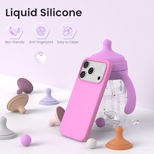 ORNARTO Compatible with iPhone 17 Pro Case 6 3  Slim Liquid Silicone 4 Layers Full Covered Soft Gel Rubber Shockproof Cover  Protective Phone Case for iPhone 17 Pro Orange Amour