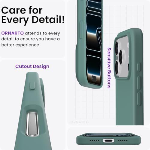 ORNARTO Compatible with iPhone 17 Pro Case 6 3  Slim Liquid Silicone 4 Layers Full Covered Soft Gel Rubber Shockproof Cover  Protective Phone Case for iPhone 17 Pro Orange Amour