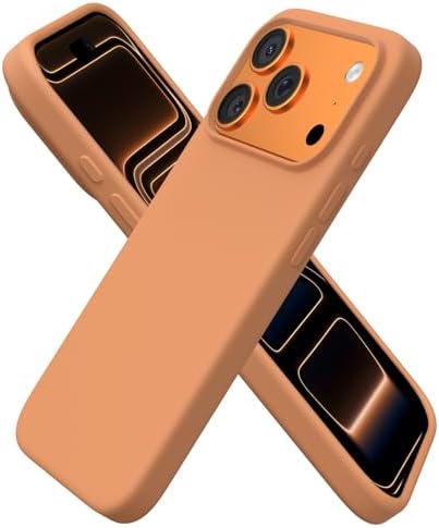 ORNARTO Compatible with iPhone 17 Pro Case 6 3  Slim Liquid Silicone 4 Layers Full Covered Soft Gel Rubber Shockproof Cover  Protective Phone Case for iPhone 17 Pro Orange Amour