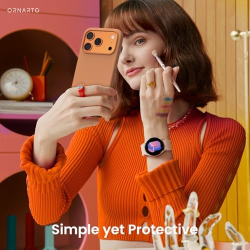 ORNARTO Compatible with iPhone 17 Pro Case 6 3  Slim Liquid Silicone 4 Layers Full Covered Soft Gel Rubber Shockproof Cover  Protective Phone Case for iPhone 17 Pro Orange Amour