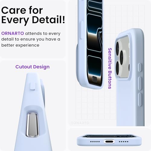 ORNARTO Compatible with iPhone 17 Pro Case 6 3  Slim Liquid Silicone 4 Layers Full Covered Soft Gel Rubber Shockproof Cover  Protective Phone Case for iPhone 17 Pro Orange Amour