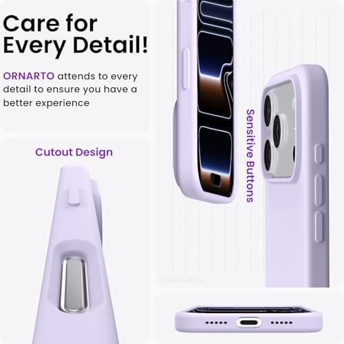 ORNARTO Compatible with iPhone 17 Pro Case 6 3  Slim Liquid Silicone 4 Layers Full Covered Soft Gel Rubber Shockproof Cover  Protective Phone Case for iPhone 17 Pro Orange Amour