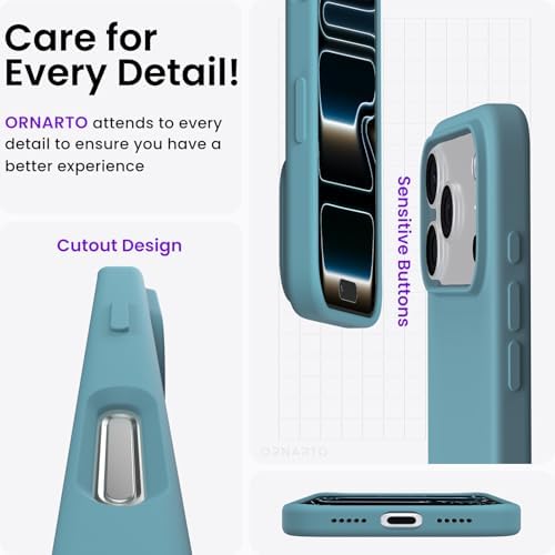 ORNARTO Compatible with iPhone 17 Pro Case 6 3  Slim Liquid Silicone 4 Layers Full Covered Soft Gel Rubber Shockproof Cover  Protective Phone Case for iPhone 17 Pro Orange Amour