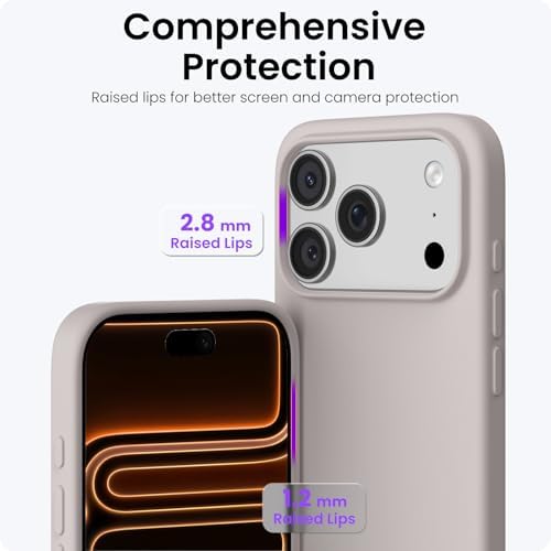 ORNARTO Compatible with iPhone 17 Pro Case 6 3  Slim Liquid Silicone 4 Layers Full Covered Soft Gel Rubber Shockproof Cover  Protective Phone Case for iPhone 17 Pro Orange Amour