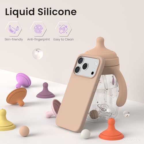 ORNARTO Compatible with iPhone 17 Pro Case 6 3  Slim Liquid Silicone 4 Layers Full Covered Soft Gel Rubber Shockproof Cover  Protective Phone Case for iPhone 17 Pro Orange Amour