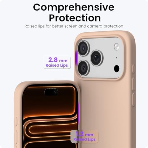 ORNARTO Compatible with iPhone 17 Pro Case 6 3  Slim Liquid Silicone 4 Layers Full Covered Soft Gel Rubber Shockproof Cover  Protective Phone Case for iPhone 17 Pro Orange Amour