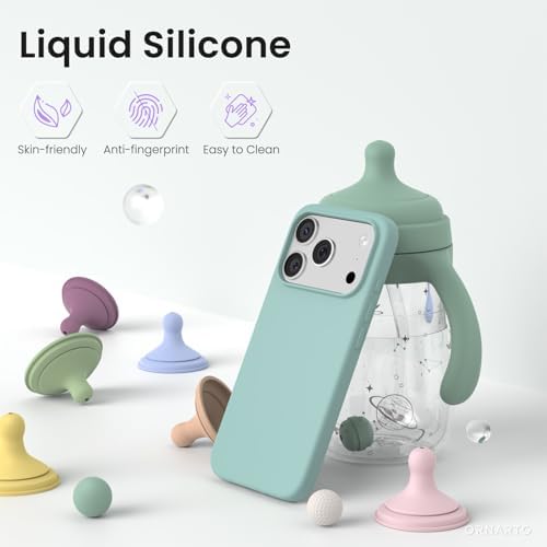 ORNARTO Compatible with iPhone 17 Pro Case 6 3  Slim Liquid Silicone 4 Layers Full Covered Soft Gel Rubber Shockproof Cover  Protective Phone Case for iPhone 17 Pro Orange Amour