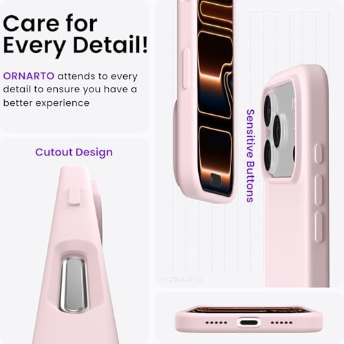 ORNARTO Compatible with iPhone 17 Pro Case 6 3  Slim Liquid Silicone 4 Layers Full Covered Soft Gel Rubber Shockproof Cover  Protective Phone Case for iPhone 17 Pro Orange Amour
