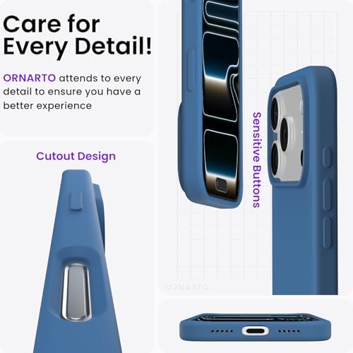 ORNARTO Compatible with iPhone 17 Pro Case 6 3  Slim Liquid Silicone 4 Layers Full Covered Soft Gel Rubber Shockproof Cover  Protective Phone Case for iPhone 17 Pro Orange Amour