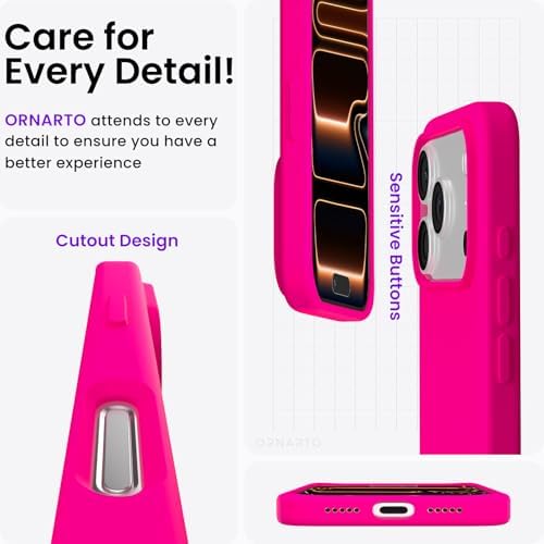 ORNARTO Compatible with iPhone 17 Pro Case 6 3  Slim Liquid Silicone 4 Layers Full Covered Soft Gel Rubber Shockproof Cover  Protective Phone Case for iPhone 17 Pro Orange Amour