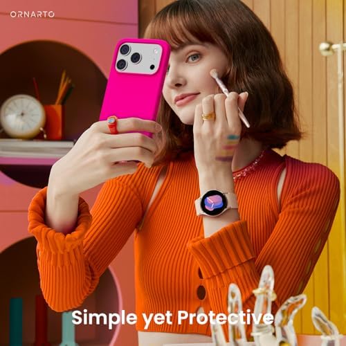 ORNARTO Compatible with iPhone 17 Pro Case 6 3  Slim Liquid Silicone 4 Layers Full Covered Soft Gel Rubber Shockproof Cover  Protective Phone Case for iPhone 17 Pro Orange Amour