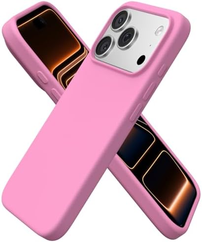 ORNARTO Compatible with iPhone 17 Pro Case 6 3  Slim Liquid Silicone 4 Layers Full Covered Soft Gel Rubber Shockproof Cover  Protective Phone Case for iPhone 17 Pro Orange Amour