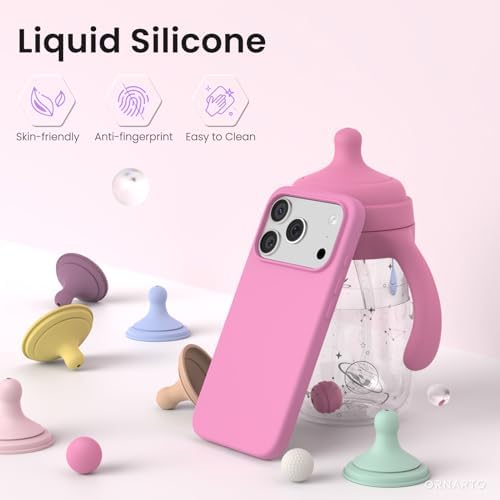 ORNARTO Compatible with iPhone 17 Pro Case 6 3  Slim Liquid Silicone 4 Layers Full Covered Soft Gel Rubber Shockproof Cover  Protective Phone Case for iPhone 17 Pro Orange Amour