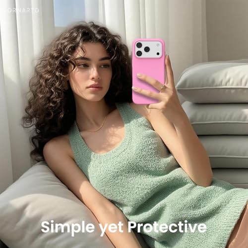 ORNARTO Compatible with iPhone 17 Pro Case 6 3  Slim Liquid Silicone 4 Layers Full Covered Soft Gel Rubber Shockproof Cover  Protective Phone Case for iPhone 17 Pro Orange Amour