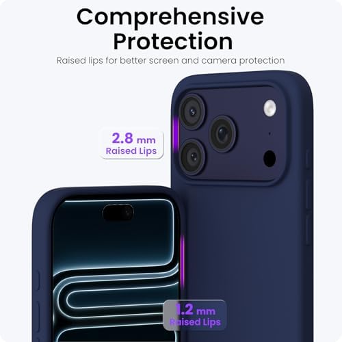 ORNARTO Compatible with iPhone 17 Pro Case 6 3  Slim Liquid Silicone 4 Layers Full Covered Soft Gel Rubber Shockproof Cover  Protective Phone Case for iPhone 17 Pro Orange Amour