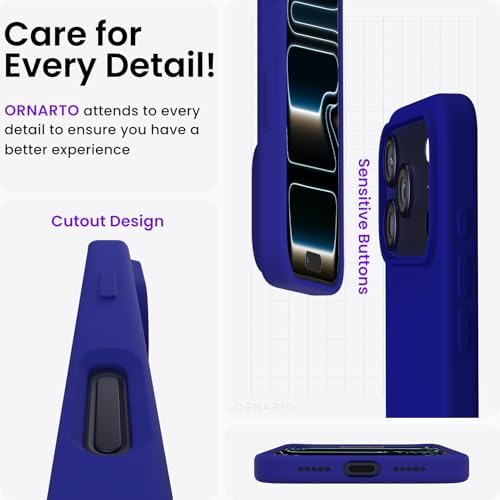 ORNARTO Compatible with iPhone 17 Pro Case 6 3  Slim Liquid Silicone 4 Layers Full Covered Soft Gel Rubber Shockproof Cover  Protective Phone Case for iPhone 17 Pro Orange Amour